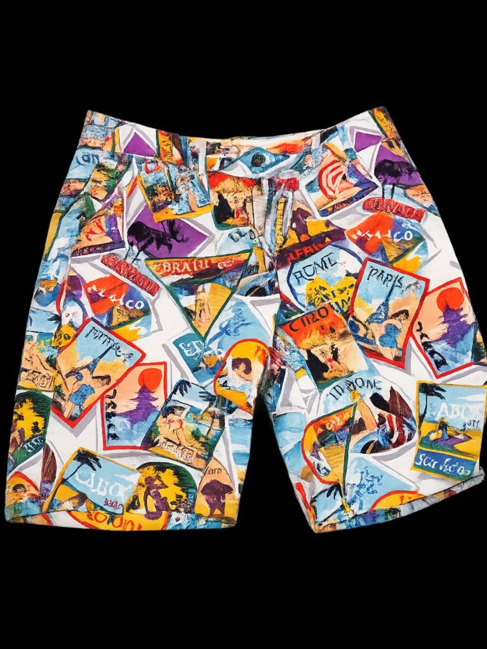 World Travel Stamp Print Board Shorts Size 32
